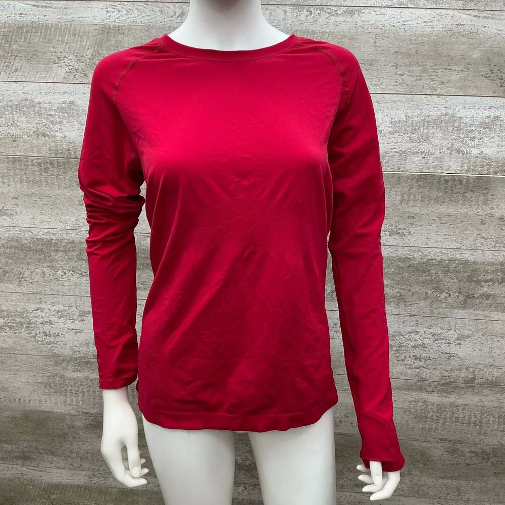 Athleta Red Long Sleeve Athletic Tech Shirt L-XL